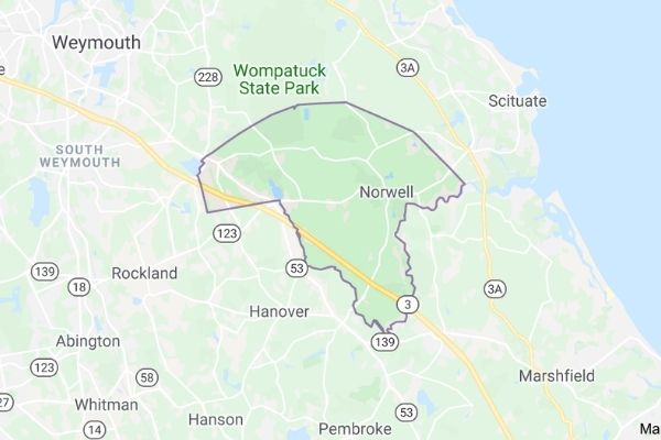 South Shore Window Cleaning - Norwell Map