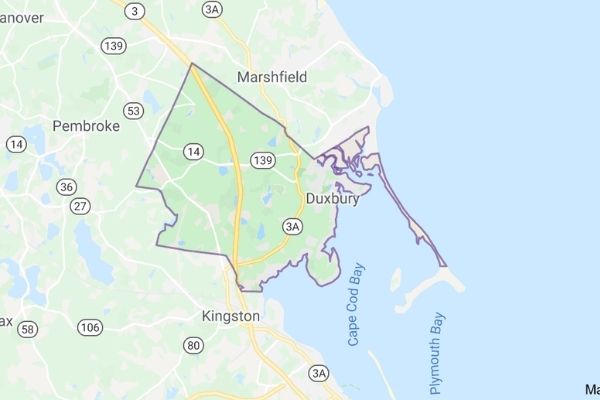South Shore Window Cleaning Duxbury Map