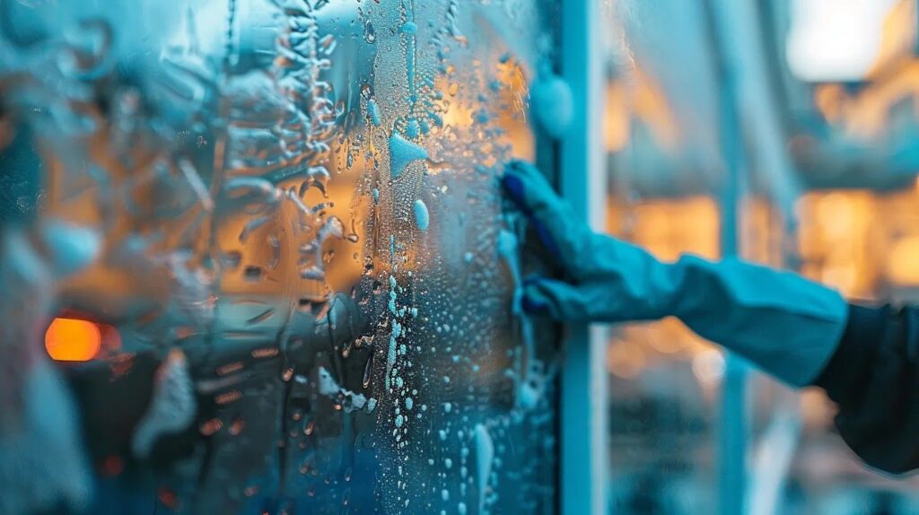 clean sparkling windows washed by a professional window cleaner